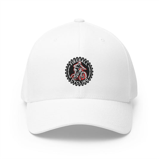 Fireball Cycling - Flaming Rider - FlexFit White Caps