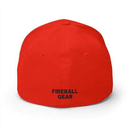 Fireball Gear - Flame & Gear - Black - FlexFit Embroidered Baseball Cap