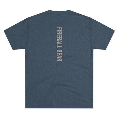 Fireball Gear - Flame & Gear Centered - Gray & White - Triblend Fitness T-shirt