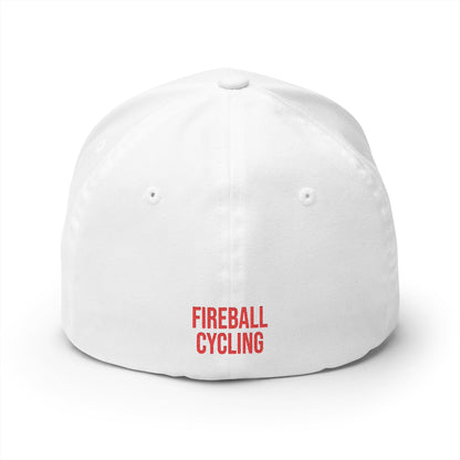 Fireball Cycling - Flaming Rider - FlexFit White Caps