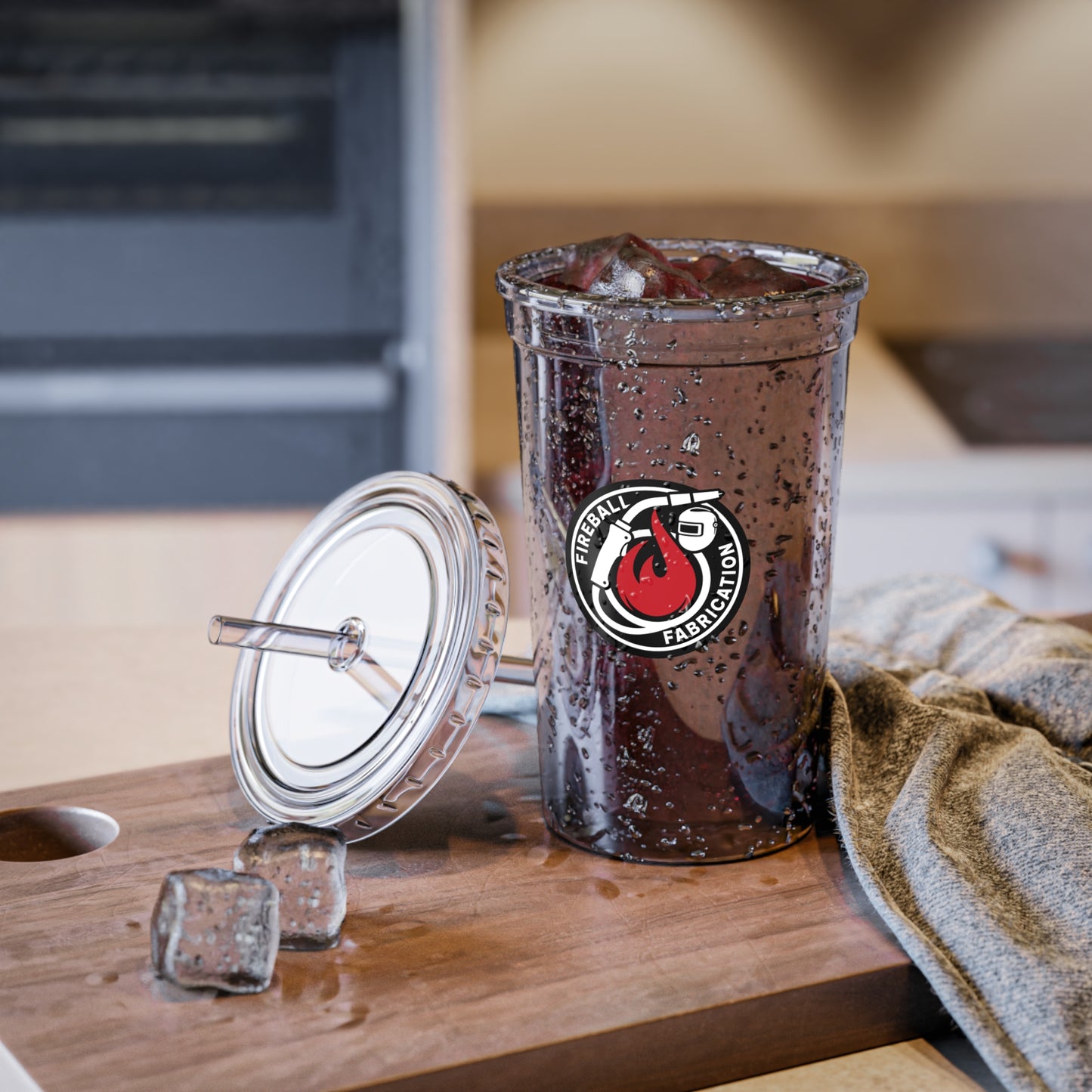 Fireball Fabrication - 16oz Insulated Acrylic Tumbler, with Lid and Straw